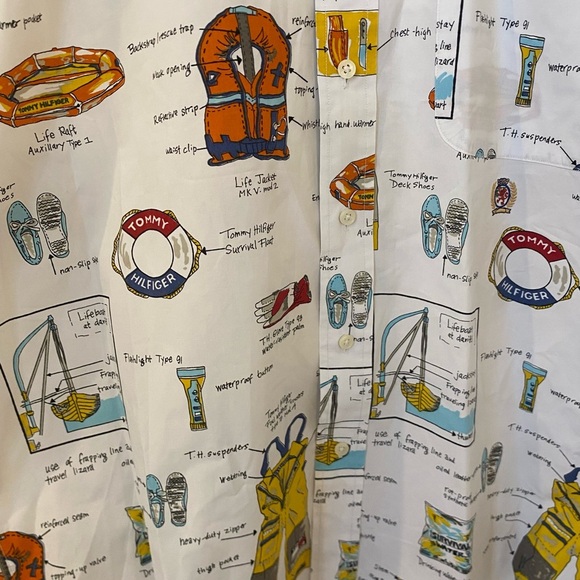 Tommy Hilfiger Mens Nautical Print Button Down Shirt - Picture 2 of 5